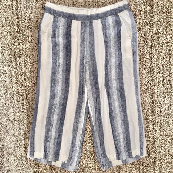 Cloth & Stone Women's Linen Blend Blue White Stripe Summer Pants Size Medium - Picture 6 of 11